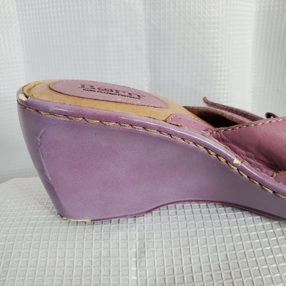 Born Handcrafted Footwear Size 8/39 Leather Wedge Sandals Heels Straps Purple - Picture 4 of 16
